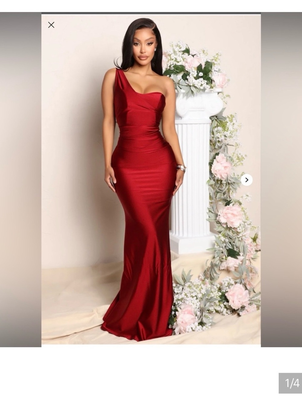 STUNNING  Strapless Satin Mermaid Gown - Red